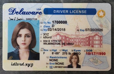 Delaware Fake id front side
