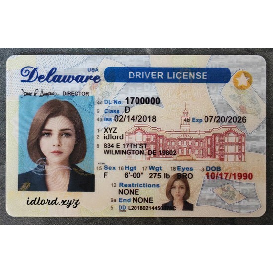 Delaware Fake id front side