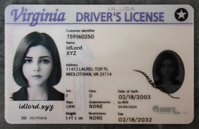 Virginia Fake id front side