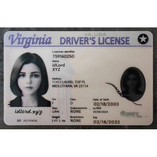Virginia Fake id front side